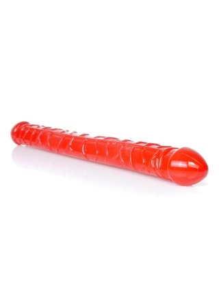 Podwójne elastyczne dildo EasyLove czerwone 33,5 cm