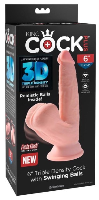 Dildo z cyberskóry King Cock Plus z kołyszącymi jądrami 19,5 cm
