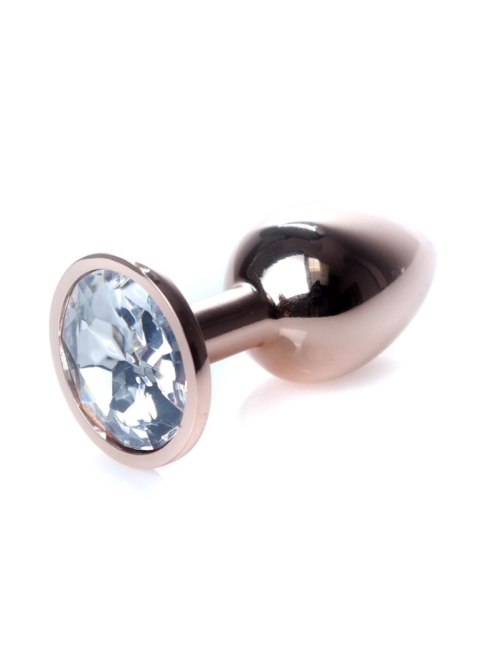 Biżuteria analna stalowa HeavyFun Red Gold Clear 7 cm