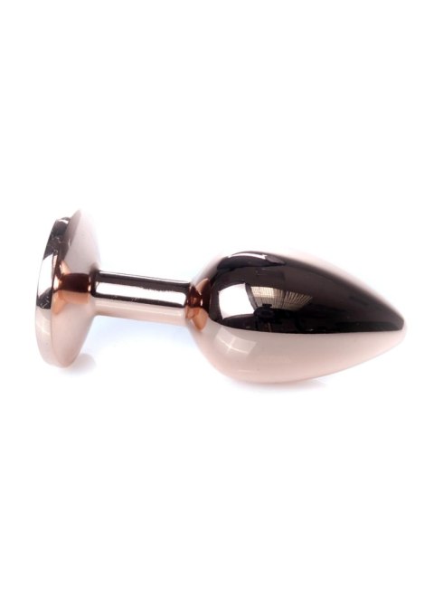 Biżuteria analna stalowa HeavyFun Red Gold Clear 7 cm
