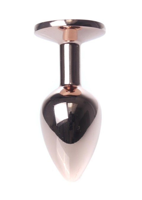 Biżuteria analna stalowa HeavyFun Red Gold Clear 7 cm