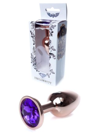 Korek analny ze stali nierdzewnej z fioletowym diamencikiem HeavyFun 7 cm