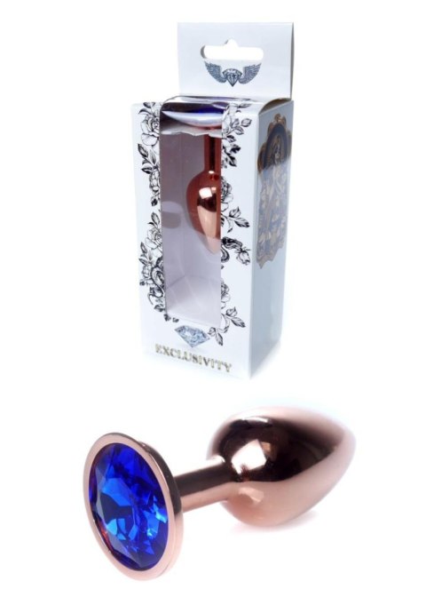 Stalowy korek analny z diamentem HeavyFun ciemnnoniebieski 7 cm