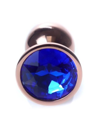 Stalowy korek analny z diamentem HeavyFun ciemnnoniebieski 7 cm