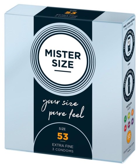 Prezerwatywy cienkie transparentne Mister Size 53 mm wegańskie 3 szt