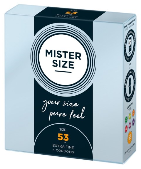 Prezerwatywy cienkie transparentne Mister Size 53 mm wegańskie 3 szt