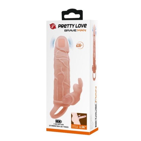 Przedłużka wibrująca Pretty Love Brave Man cielista 10 trybów