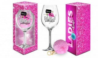 Kieliszek do wina Signoria 700ml Ladies Time z pluszowym pomponem
