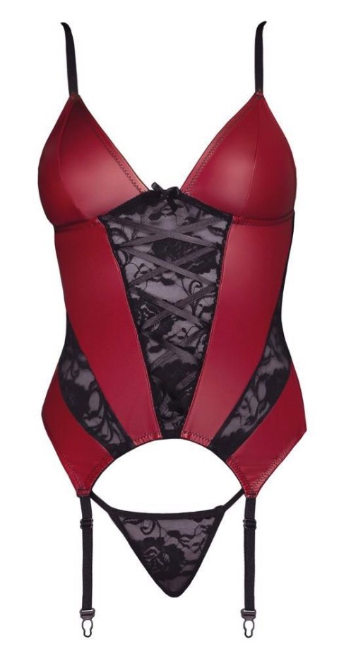 Koszulka z podwiązkami Cottelli LINGERIE czerwono czarna L