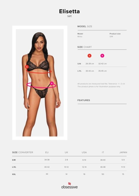 Seksowny koronkowy komplet Elisetta Obsessive czarny L/XL