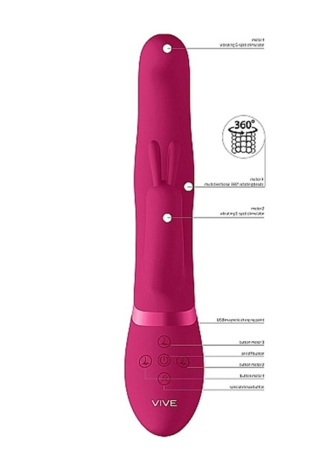 Wibrator króliczek Vive Izara z obrotowymi kulkami różowy USB
