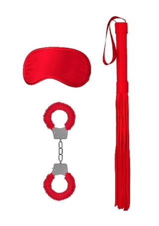 Zestaw bondage Ouch czerwony z futrzanymi kajdankami