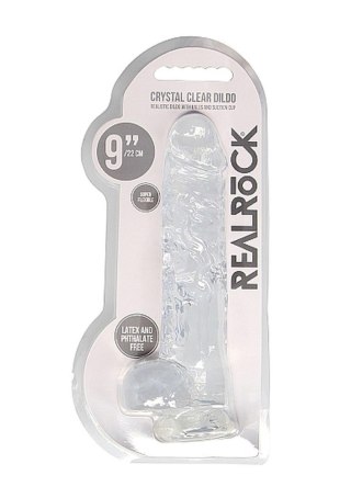 Dildo realistyczne z jądrami RealRock transparentne 23 cm