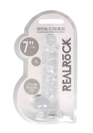 Dildo realistyczne z jądrami transparentne RealRock 18 cm