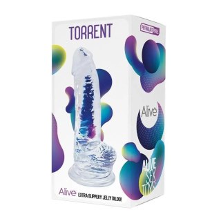 Dildo żelowe realistyczne Torrent Alive przezroczyste 20,6 cm