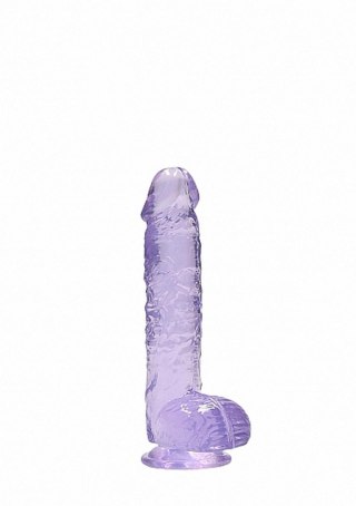 Dildo żelowe realistyczne z jądrami RealRock fioletowe 17 cm