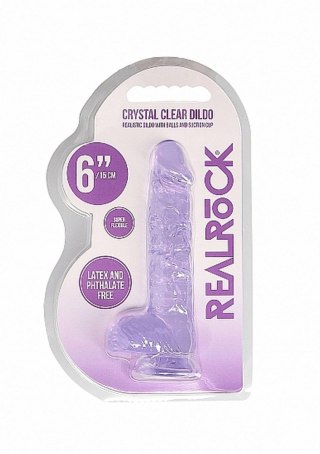 Dildo żelowe realistyczne z jądrami RealRock fioletowe 17 cm