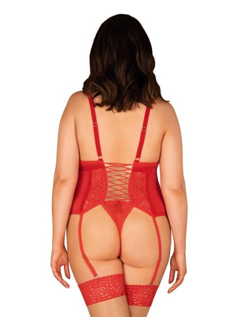 Gorset i stringi Obsessive Blossmina czerwony 4XL 5XL