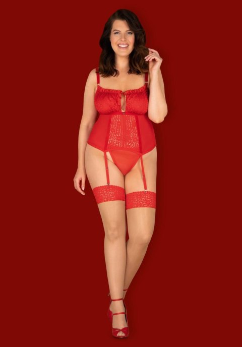 Gorset koronkowy Blossmina i stringi Obsessive czerwony 6XL/7XL