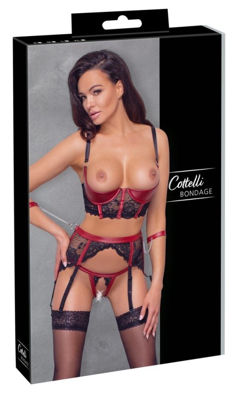 Komplet bielizny Cottelli BONDAGE shelf czarno czerwony XL
