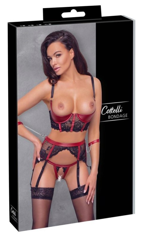 Komplet bielizny Cottelli BONDAGE shelf czarno czerwony XL