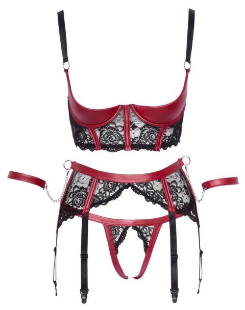 Komplet bielizny Cottelli BONDAGE shelf czarno czerwony XL
