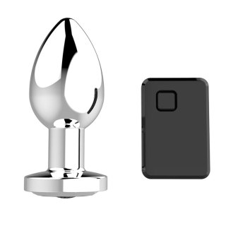 Korek analny wibrujący stalowy zdalny B Series Magic srebrny USB 8.4cm