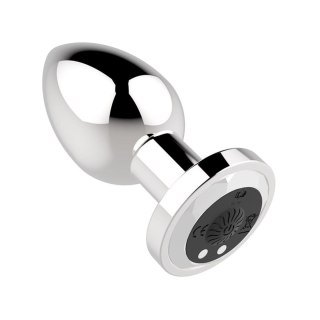 Korek analny wibrujący stalowy zdalny B Series Magic srebrny USB 8.4cm