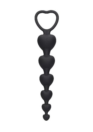 Łańcuszek kulek analnych serca Ouch! silikonowy czarny 14 cm