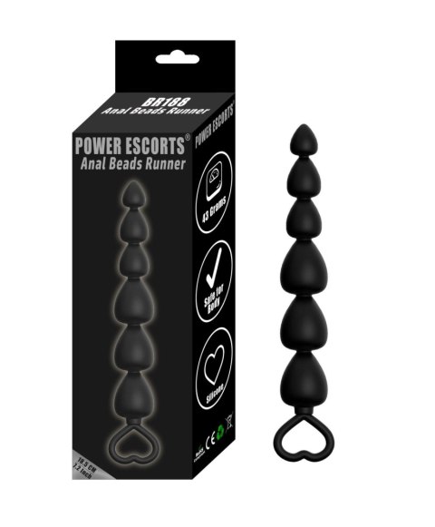 Koraliki analne silikonowe Power Escorts czarny 18 5 cm