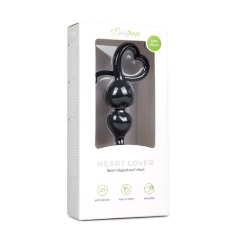 Korek analny EasyToys serce silikonowy czarny 18 cm