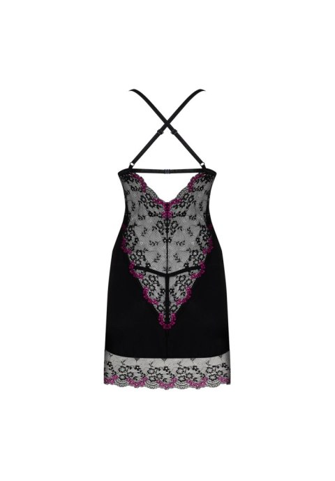 Koszulka i stringi Obsessive Vanessme czarny L/XL