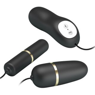 Podwójne wibrujące pociski z elektrostymulacją Pretty Love czarne