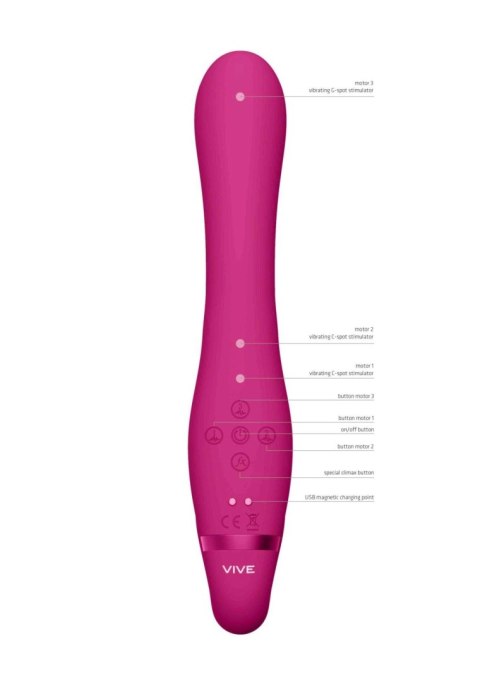 Strapon wibrujący Vive Suki silikonowy różowy USB