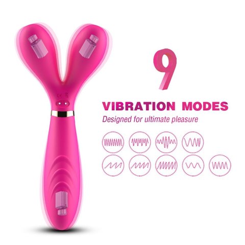 Wibrator dwuramienny Y Wand B Series Joy silikonowy różowy USB 19 cm