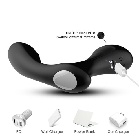 Masażer prostaty ergonomiczny silikonowy B Series Joy Storm czarny USB