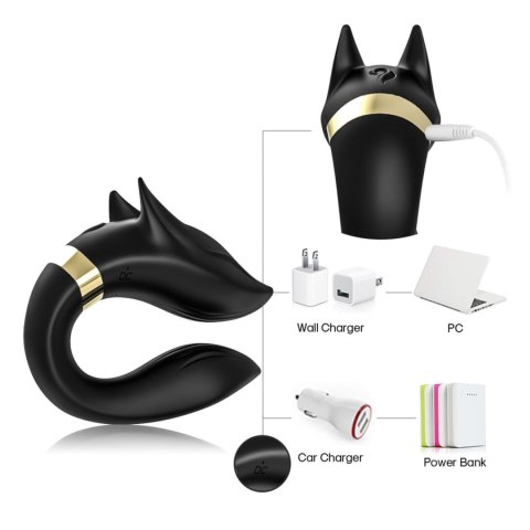 Stymulator łechtaczki Fox silikonowy czarny USB wodoodporny