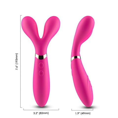 Wibrator dwuramienny Y Wand B Series Joy silikonowy różowy USB 19 cm