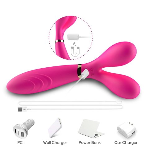 Wibrator dwuramienny Y Wand B Series Joy silikonowy różowy USB 19 cm