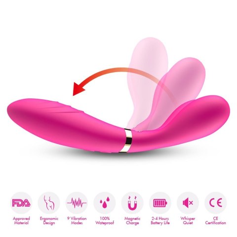 Wibrator dwuramienny Y Wand B Series Joy silikonowy różowy USB 19 cm