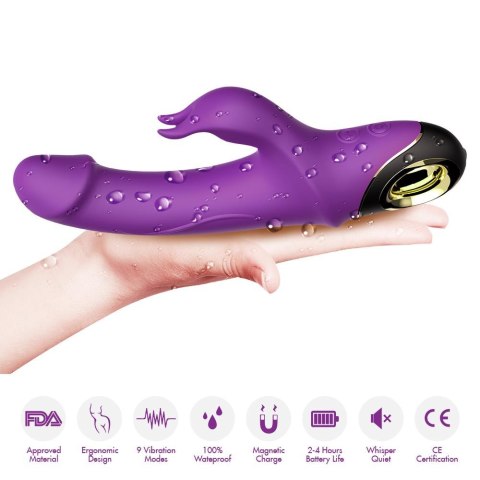 Wibrator króliczek silikonowy B Series Joy Meteor fioletowy USB wodoodporny