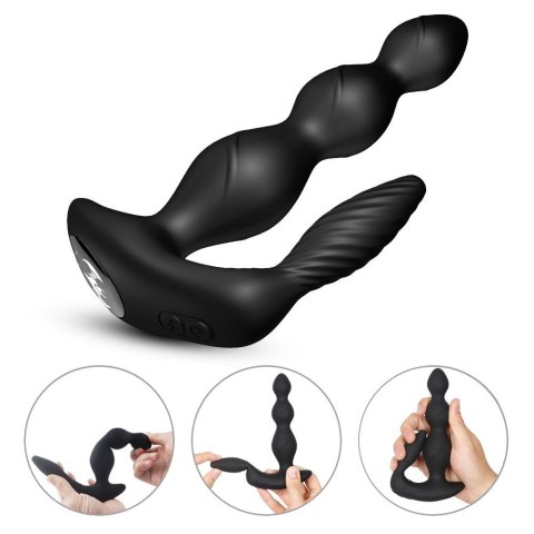 Wibrujący korek analny Maxfun czarny z pilotem USB 17 cm
