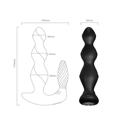 Wibrujący korek analny Maxfun czarny z pilotem USB 17 cm