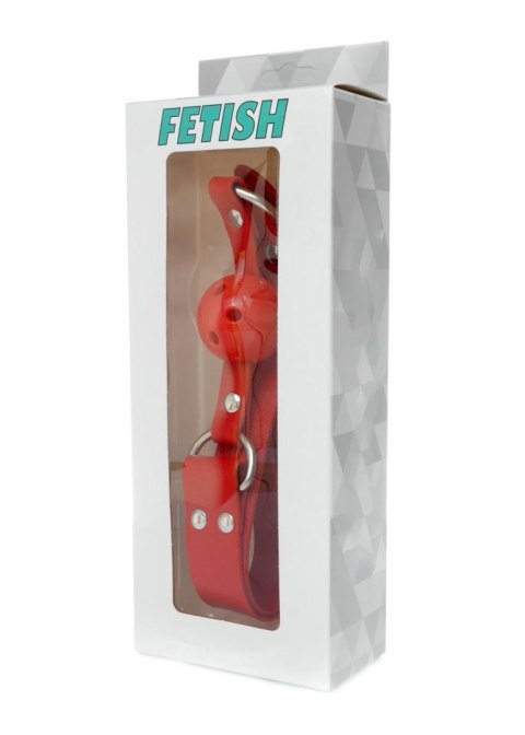 Knebel kulowy miękki z otworami powietrznymi Fetish B Series czerwony
