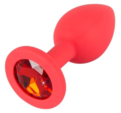 Korek analny Colorful Joy czerwony z klejnotem 7 cm