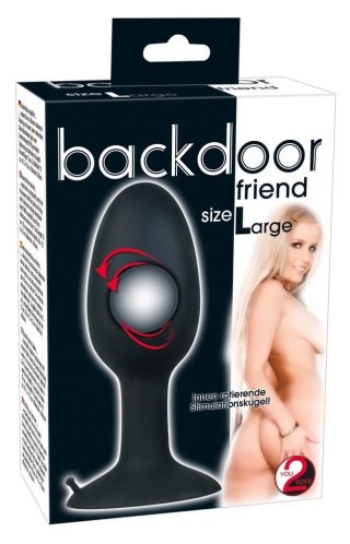 Korek analny silikonowy Backdoor Friend czarny 12 cm