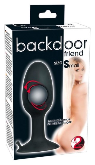 Korek analny z obracającą się kulą silikonowy Backdoor Friend czarny 8 cm
