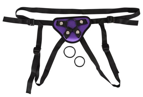Uprząż do strap on You2Toys z trzema pierścieniami fioletowo czarna