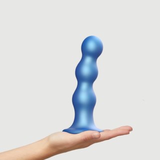 Dildo analne z potrójnymi kulkami Strap-on-me metaliczny niebieski XL