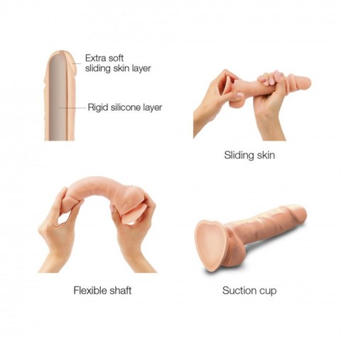 Dildo realistyczne Sliding Skin Strap on me waniliowe 18 cm